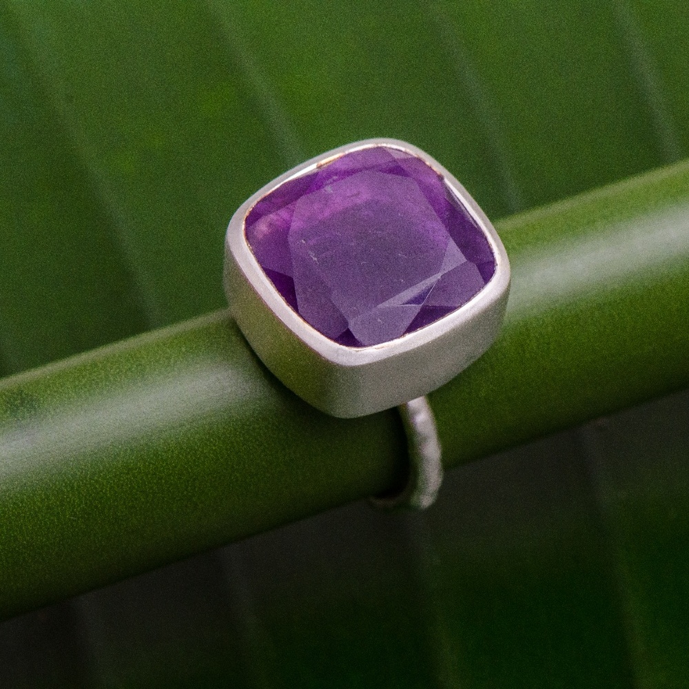 Amethyst and sterling silver ring